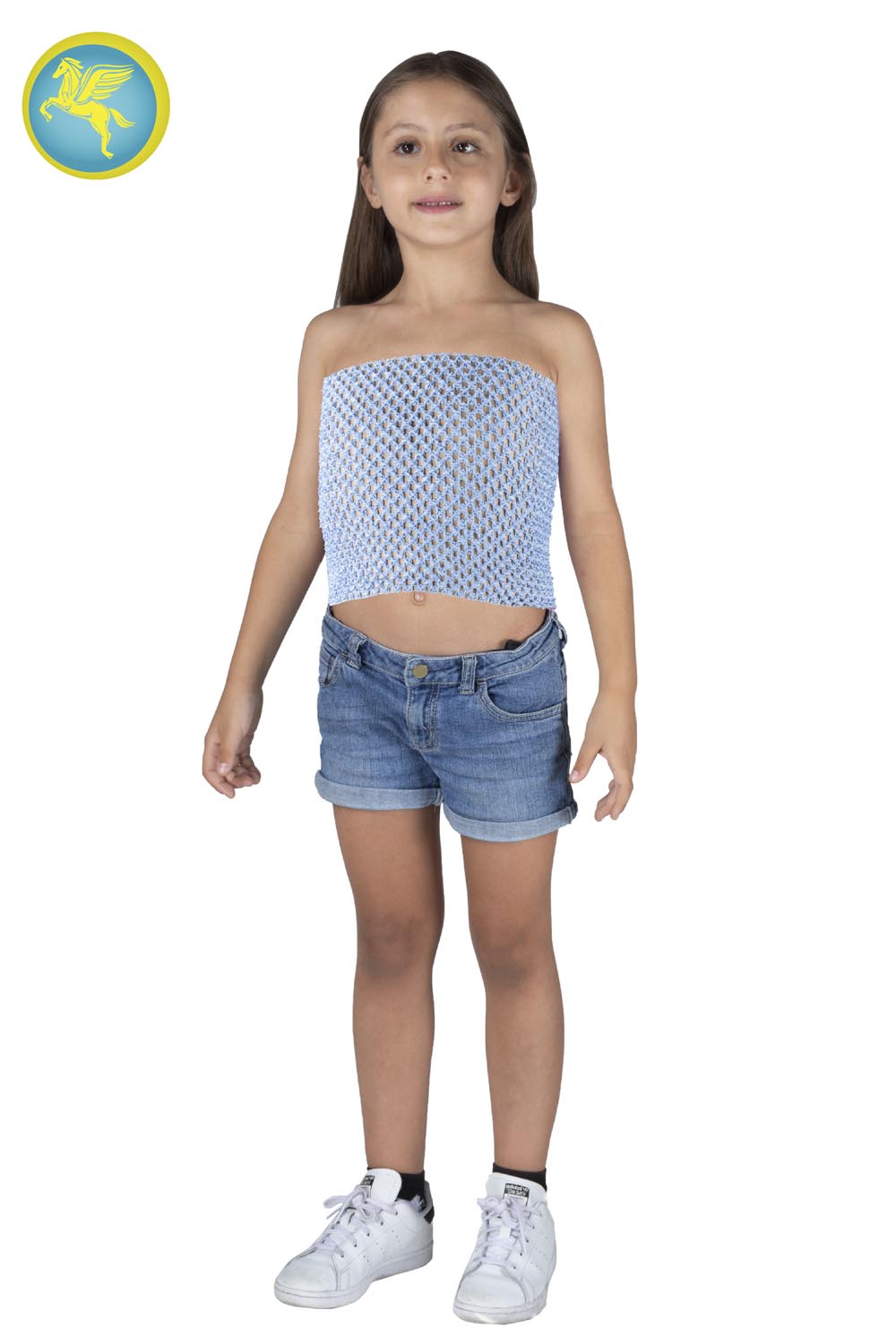 TOP ELASTICO TINTA UNITA AZZURRO